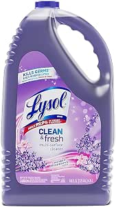 Lysol Multi-Surface Cleaner, Sanitizing and Disinfecting Pour, to Clean and Deodorize, Lavender and Orchard Essence, 144oz (Pack of 1)