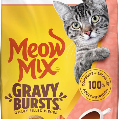Meow Mix Gravy Bursts, Dry Cat Food, Savory Salmon Flavor, 3-lb Bag